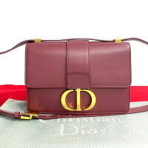 Christian Dior Montaigne logo leather Shoulder Bag Wine Red red